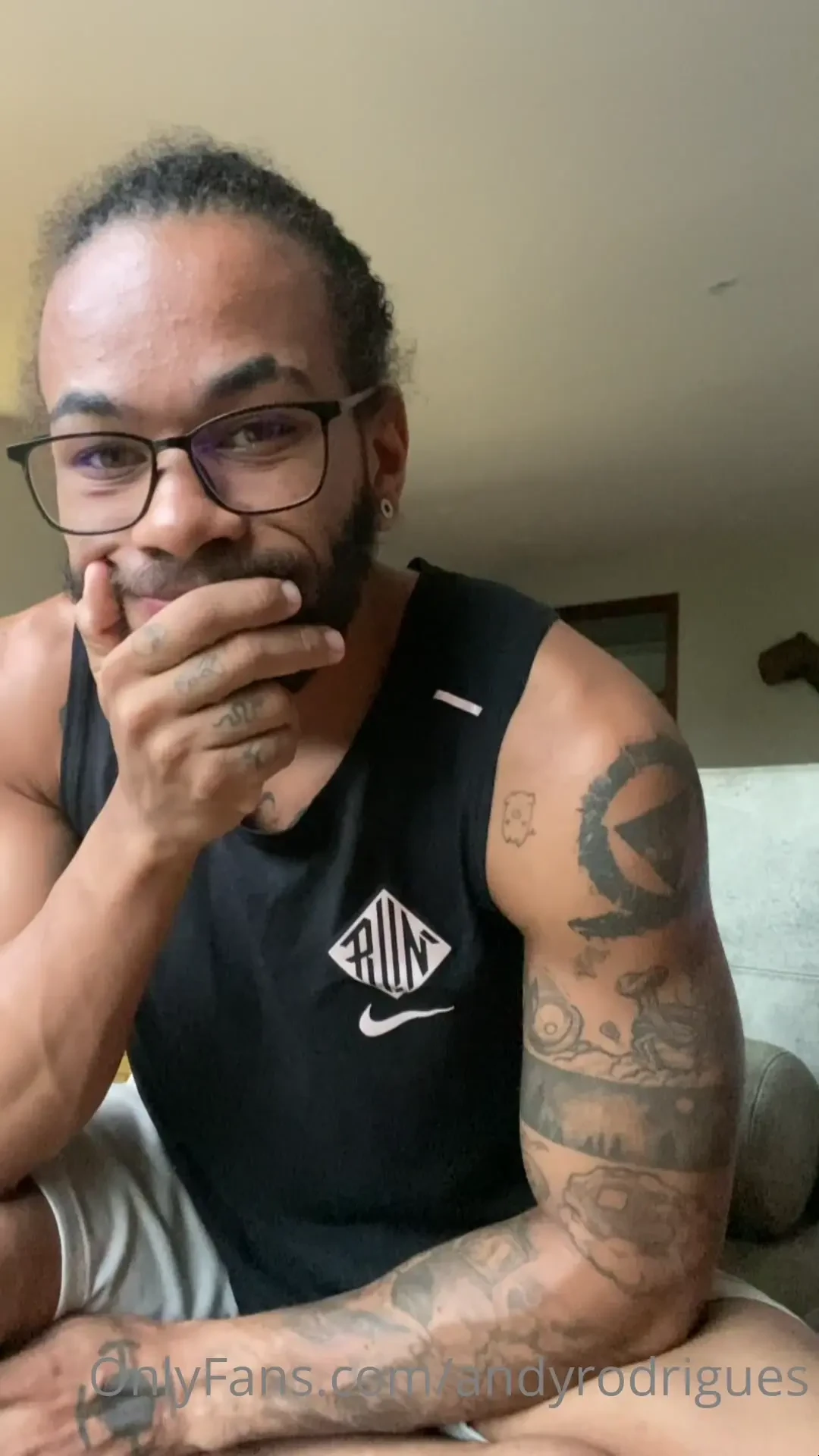 Talking with you and showing my new glasses 