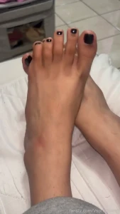 Sweaty feet fresh out of socks and slides