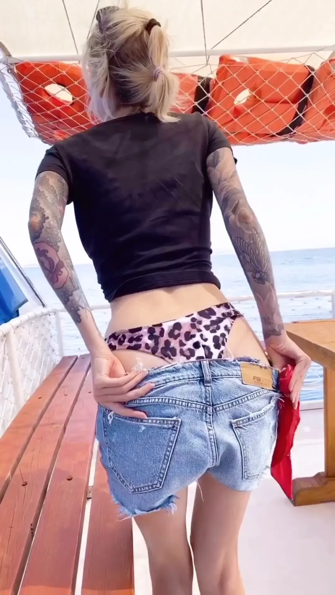Hot and teasing the video on the deck of the yacht waiting for you 