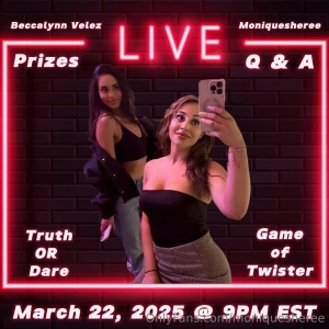 We are live right now babe cum join the fun tip menu kiss each other