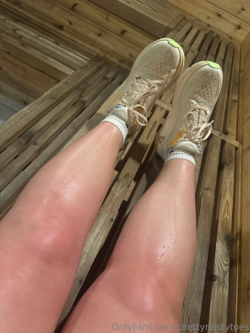 Sauna time look at the sweat dripping down my legs straight into my part 2 