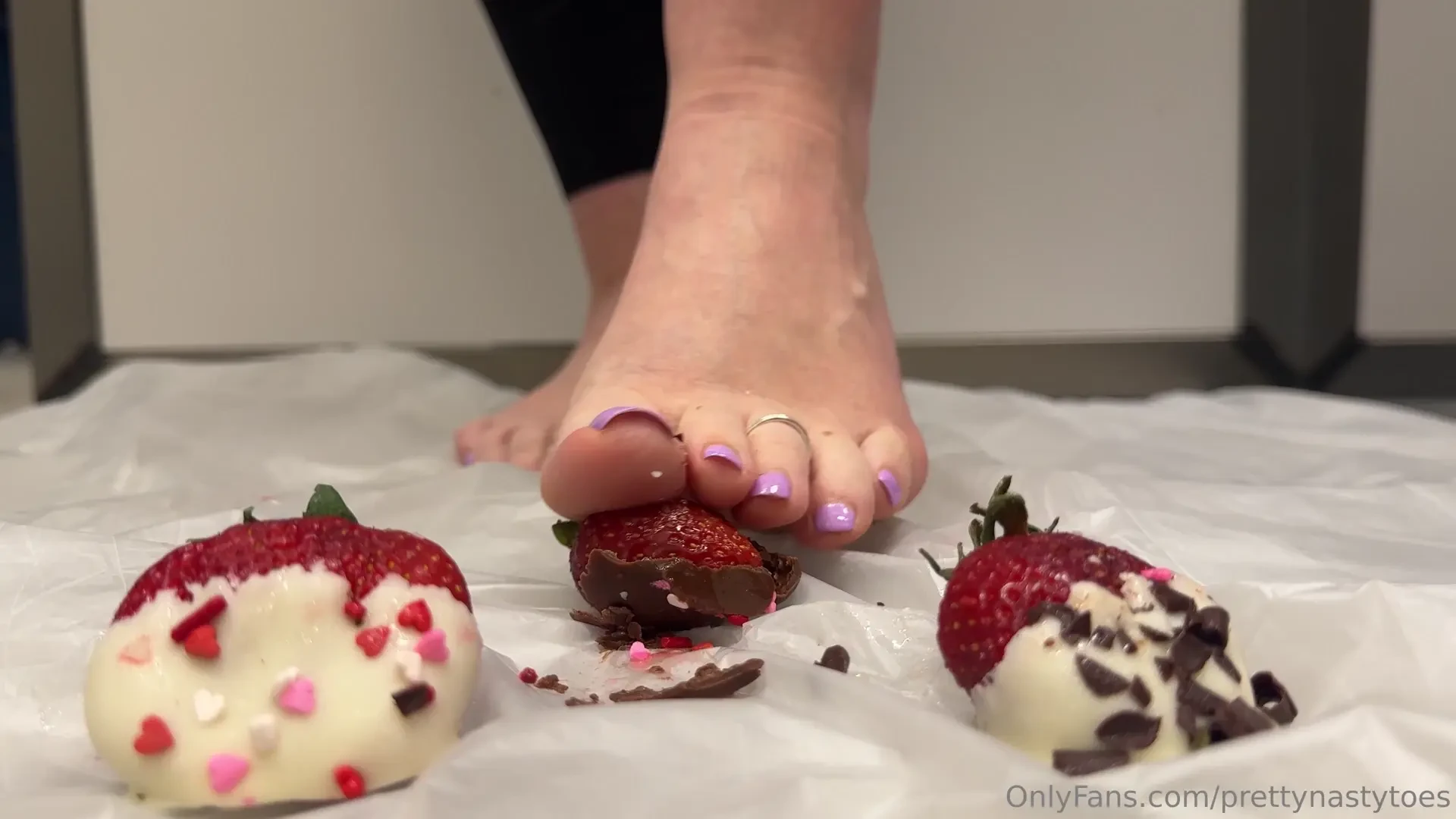 Chocolate covered strawberry crush with my sweet toes will you lick 