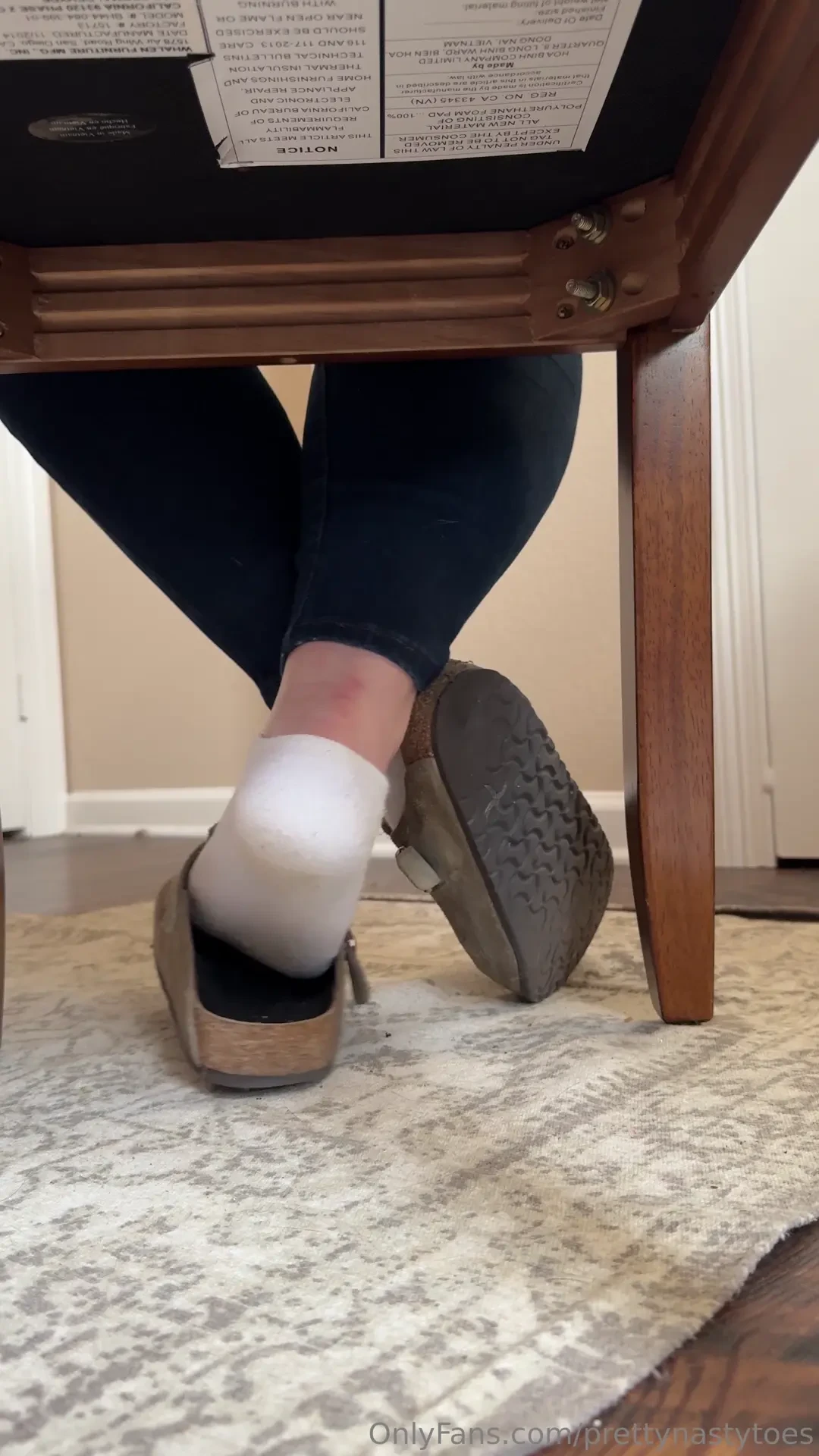 Pov from under the chair sweaty smelly sock removal shoe play with my 
