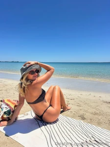 Showing off my cheeky side in my new bikini wishing you a beachy