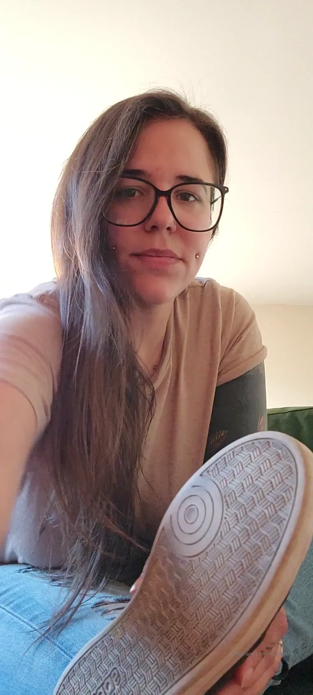 Barefoot shoes removal haha my upper lip gets dirty after smelling my 