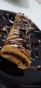 When sweets turn into art my favourite chocolate and biscuit pancakes