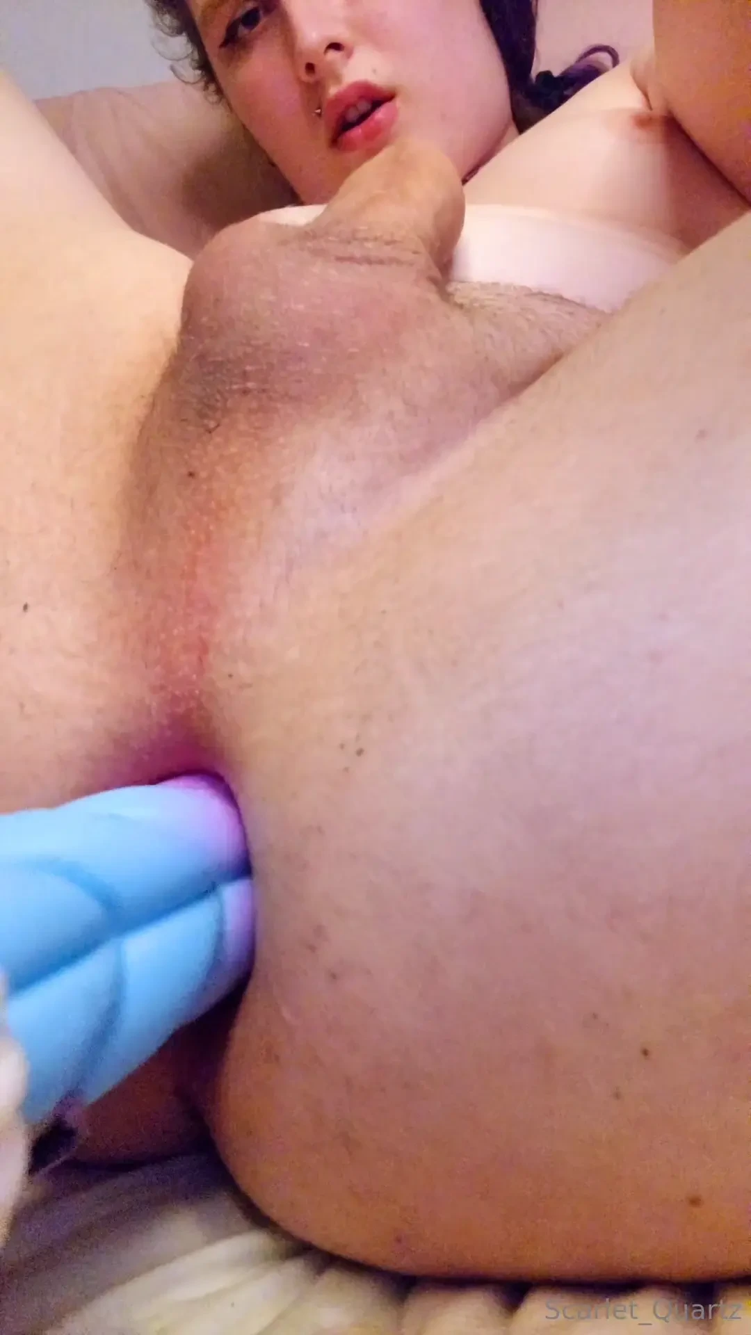 The unicorn horn is so big it stretches my tight hole into a gape 