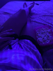 Legs stretched popcorn ready but i know what you re really here for