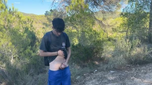 Jerk off and cum in the woods
