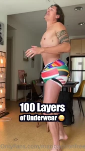 Trying on 100 layers of underwear d d