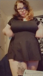 Playing in my black dress while my boyfriend is at work
