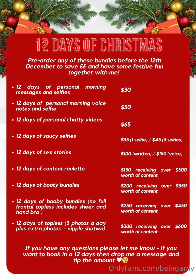 Make sure you head on over to my vip page being_amy for a very 12 days part 1 