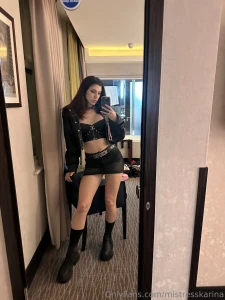 In latex and leather ready for my dj set tonight