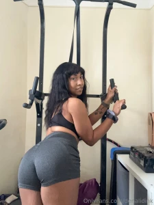 Getting distracted before my workout and flashing my bits tags gym