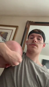 Good boy sniffing my gym pits