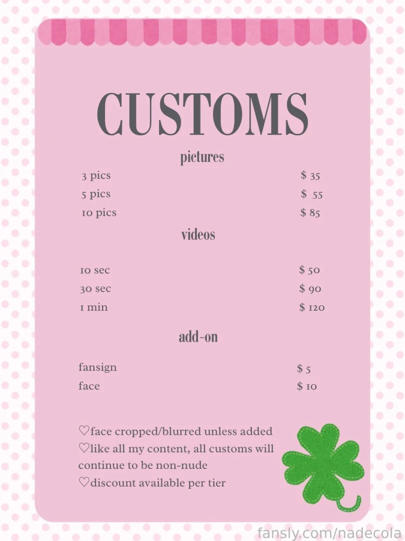 Taking customs if you want to support me a bit more or want something 