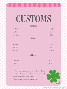 Taking customs if you want to support me a bit more or want something