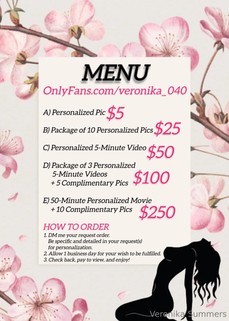 Here is my new menu dm me be specific in your personalized request 