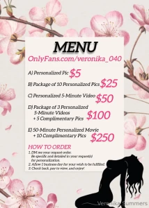 Here is my new menu dm me be specific in your personalized request