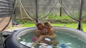 Can you guess what happens next who wants to see the full hot tub