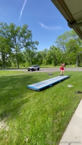 I bought this inflatable air track to get back into doing flips these