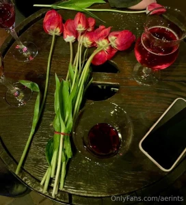 The day ended interestingly-- flowers wine and conversation