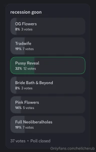 Ran the same poll on the discord and look what won https discord com