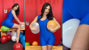 New scene drops today w ivyirelandx popping balloons wearing a spandex