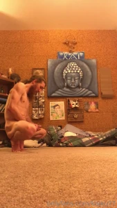 Erect kegal exercise while hand balancing