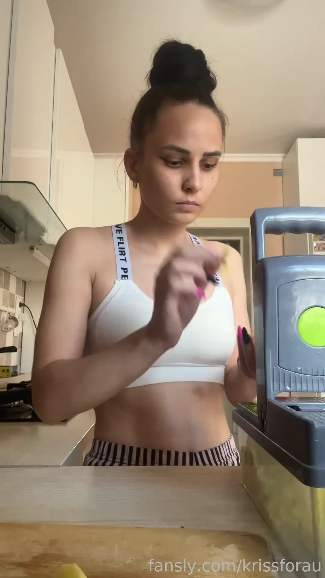 Some off-camera content fyp kitchen life sexy skinny slim brunette 