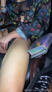 Trying my new butterfly vibrator in the car on the road masturbation