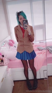 Monika cosplay try on part 1