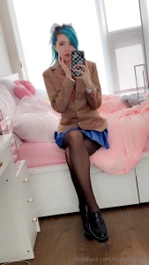 Monika cosplay try on