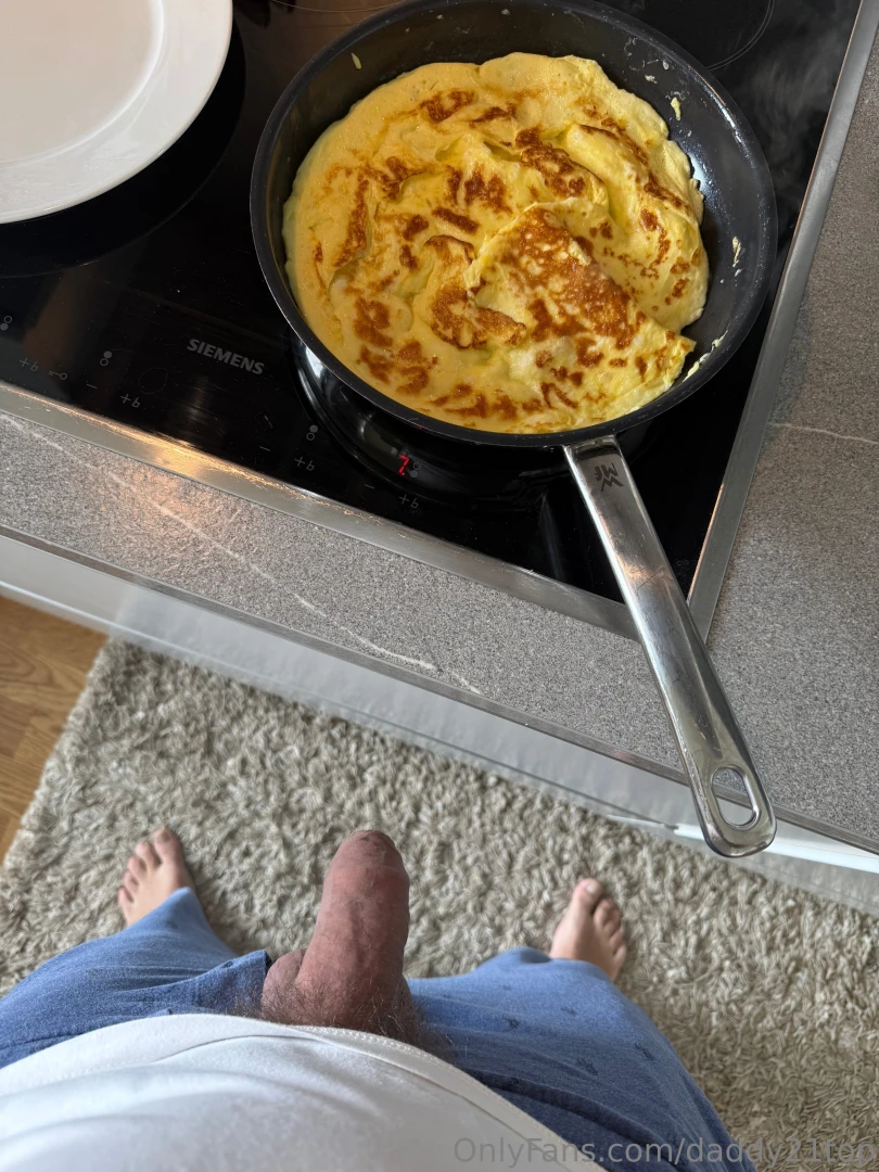 Daddy is cooking breakfast 