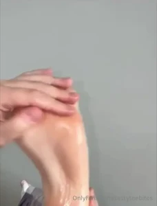 Oiling feet with my hands if you like feet that are well treated this