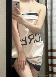 Towel s barely hanging on guess what s underneath