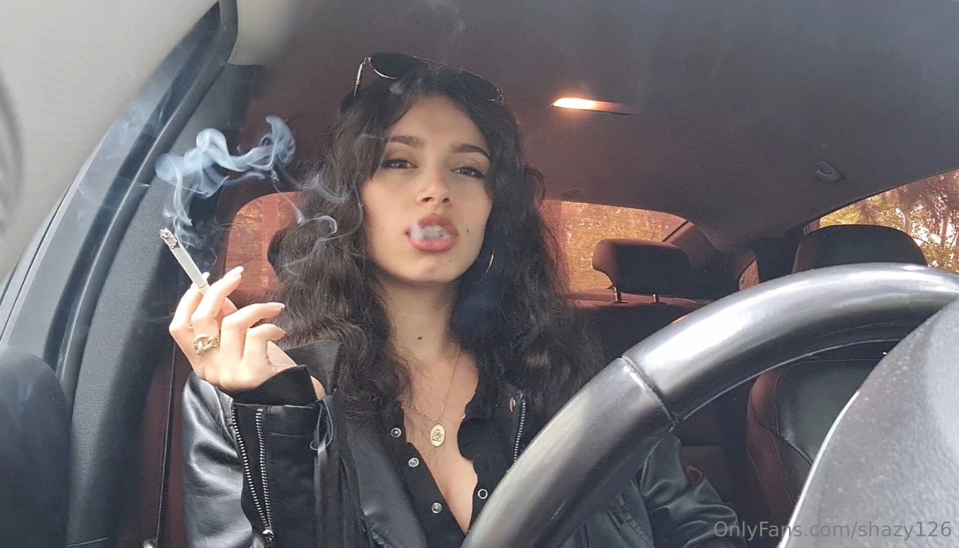 Smoking in leather wanna go for a ride 