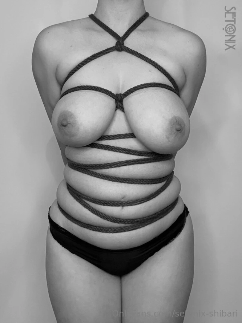 Black and white asymmetric wrap shibari corset part 4 