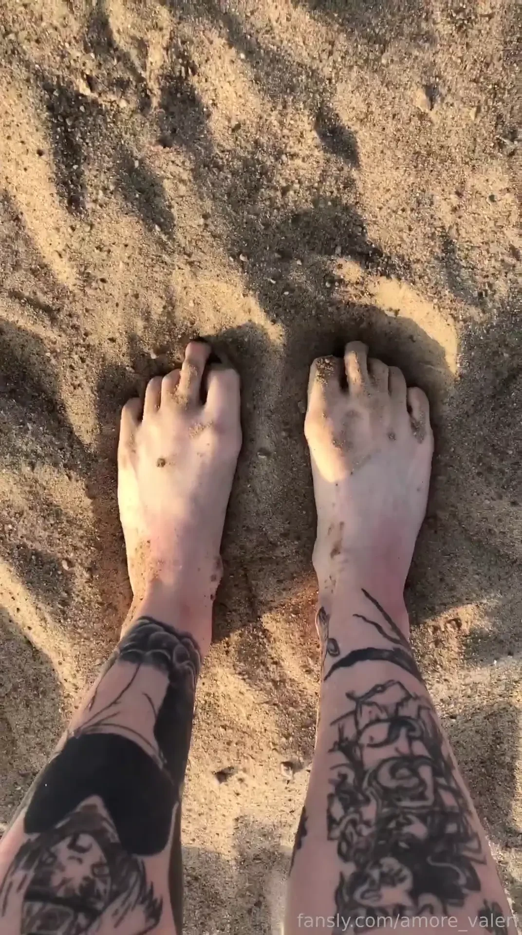 Walking on the beach feet footfetish tattoo tattooed 