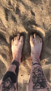 Walking on the beach feet footfetish tattoo tattooed