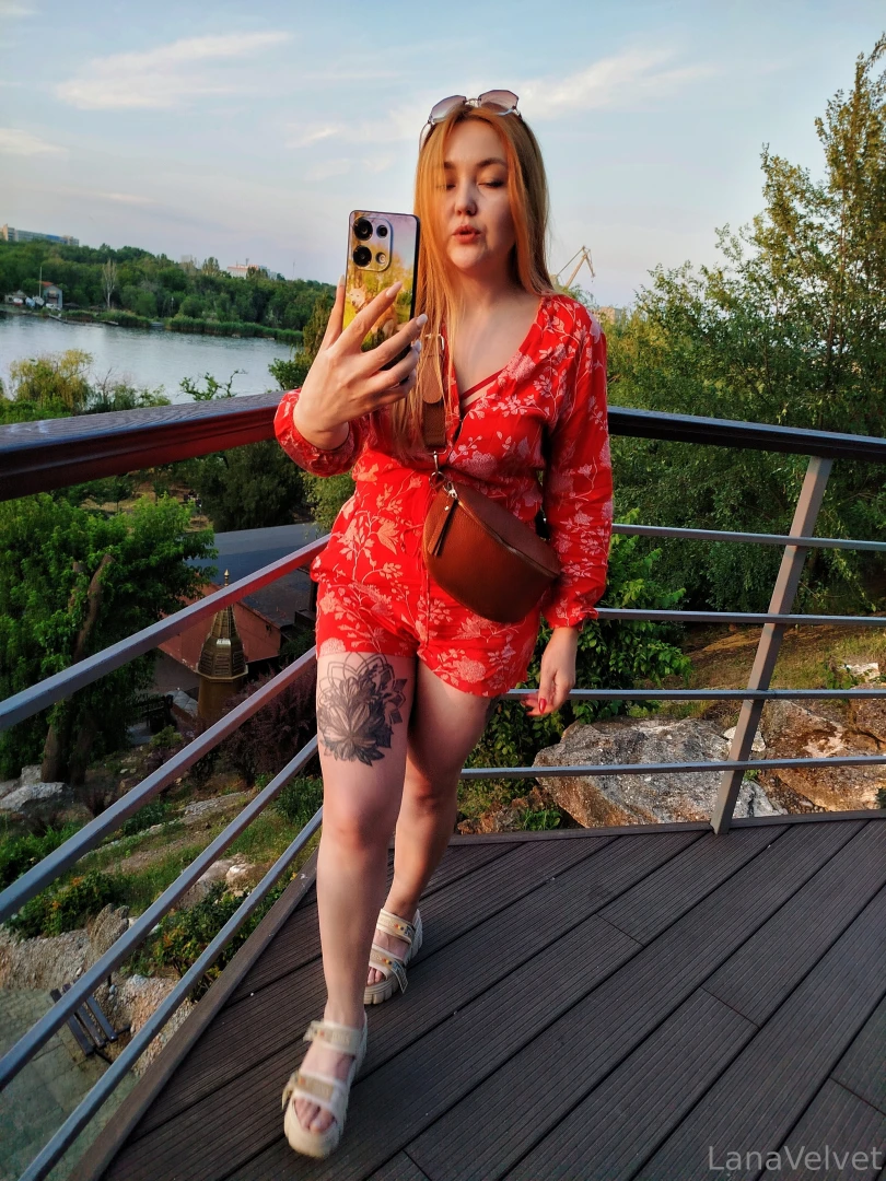 Sometimes i m just a girl in red with sunshine on my skin and my husky 