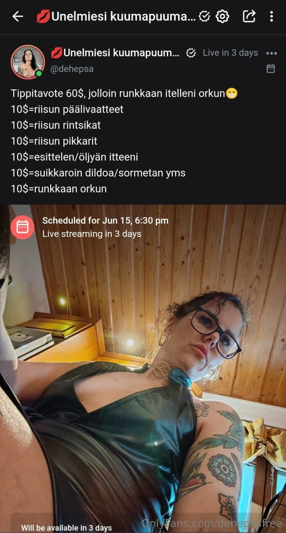 P sivul livestream sunnuntaina klo 18 30 https onlyfans com dehepsa 
