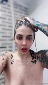 Fresh from the shower towel slipping hair wet i caught myself in the