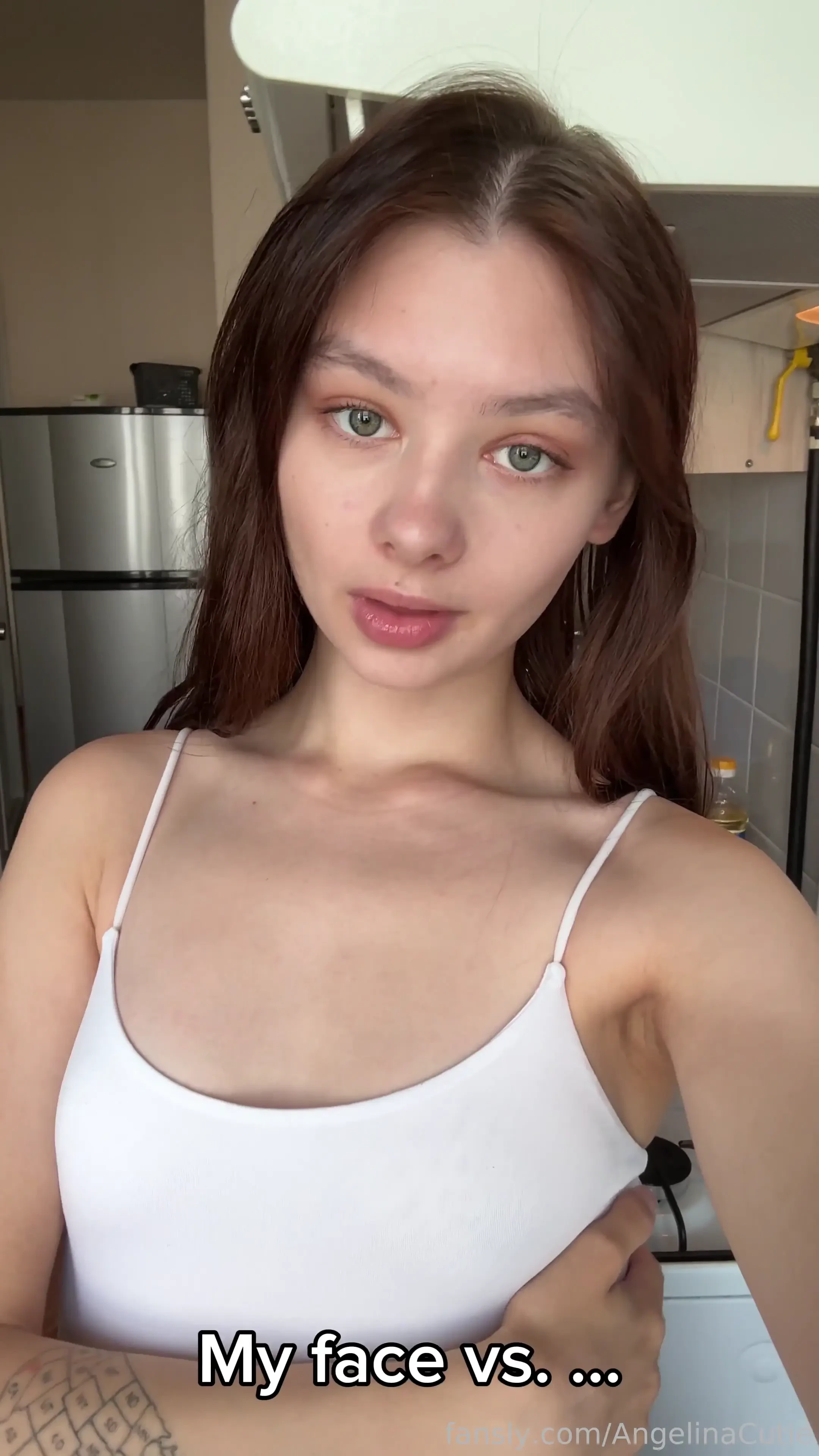 I let you watch me and enjoy face teasing amazing tits boobs breasts 