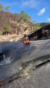 Enjoying the waterslide is of the beautiful gorge together with my
