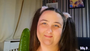 Fucking my fat pussy with a cucumber a close up video of me fucking my