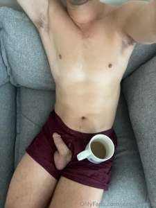 Mornings with coffee and my semi hard dick out part 1