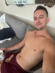 Mornings with coffee and my semi hard dick out