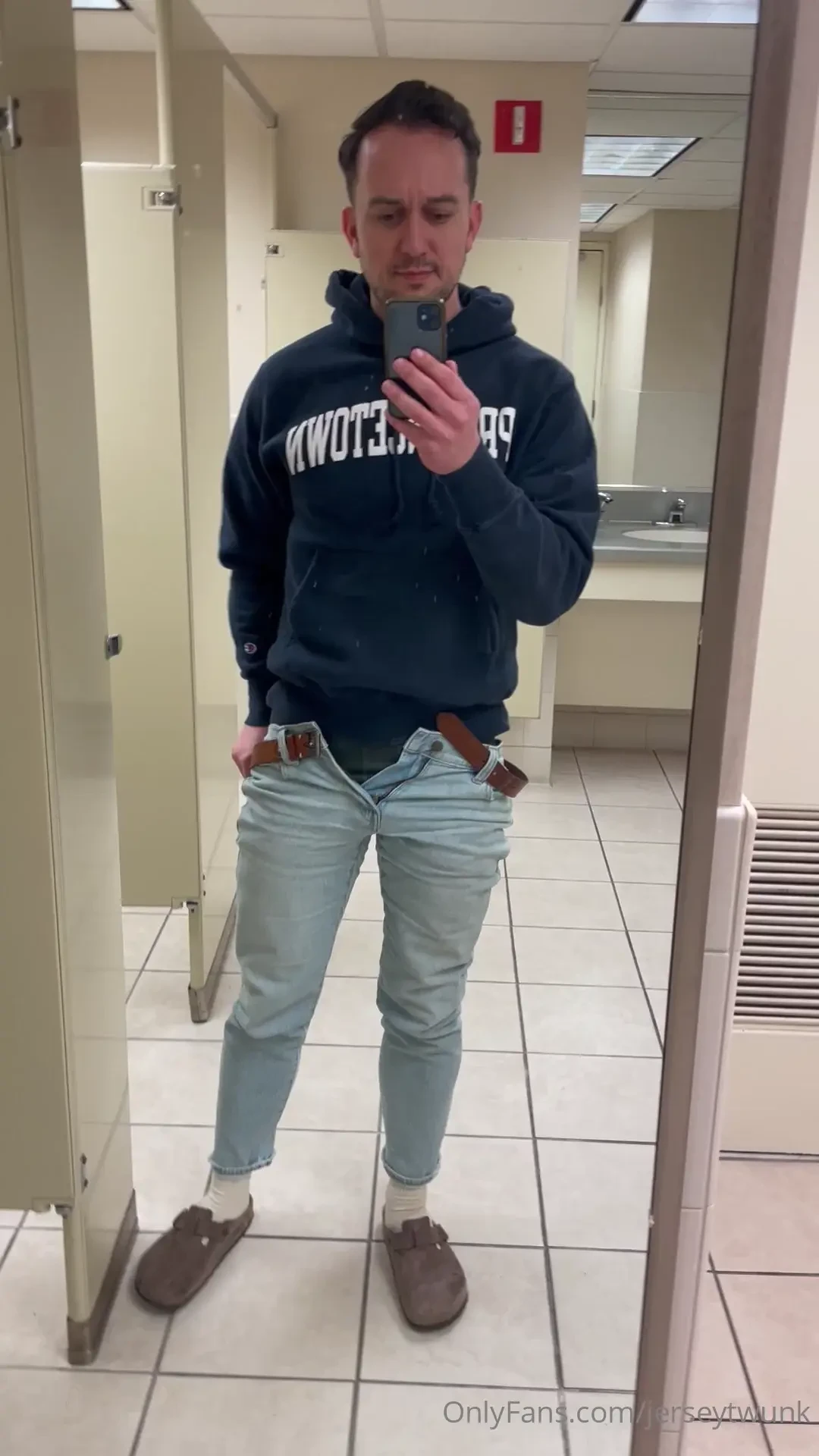 Flopping my penis around in a public restroom 