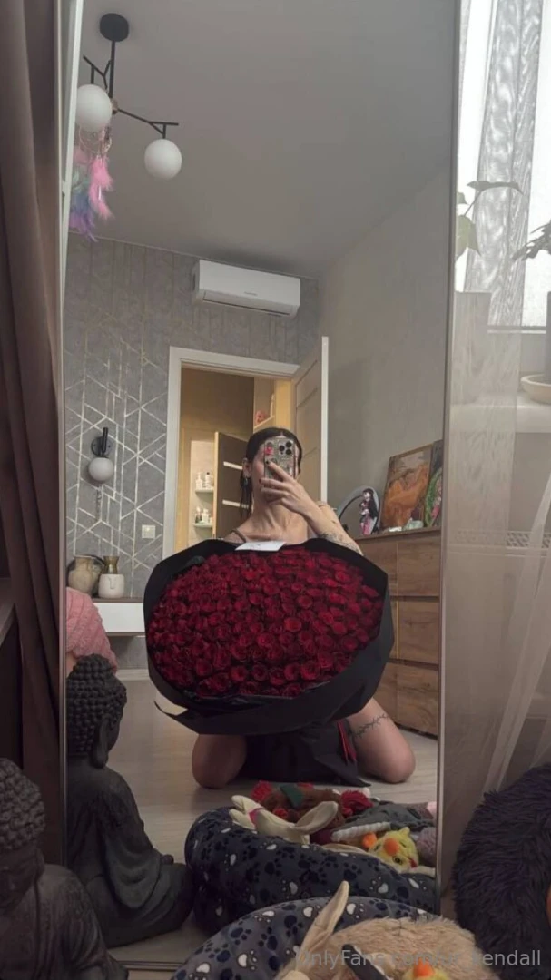 Flowers adorn a woman 